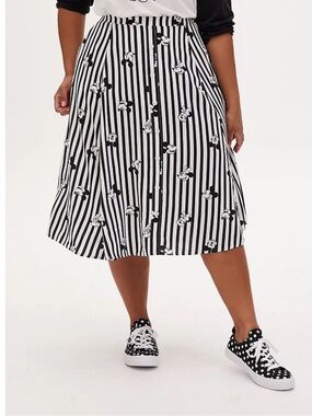 Torrid Disney Mickey & Minnie Mouse Striped Challis Midi Skirt 3X Plus Size